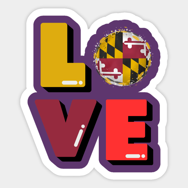 MARYLAND STATE LOVE SET DESIGN Sticker by The C.O.B. Store